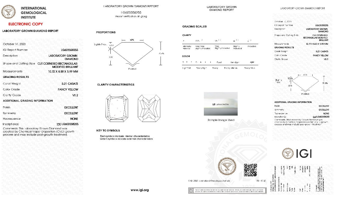 5.21 Carats Yellow Beam